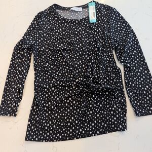 Kaileigh Black and White Polka Dot Blouse Nwt Knot Detail